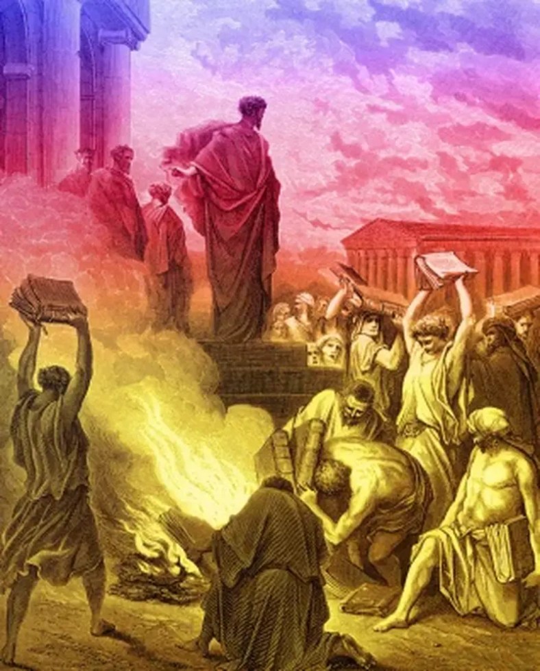 St. Paul overseeing the burning of books at Ephesus.