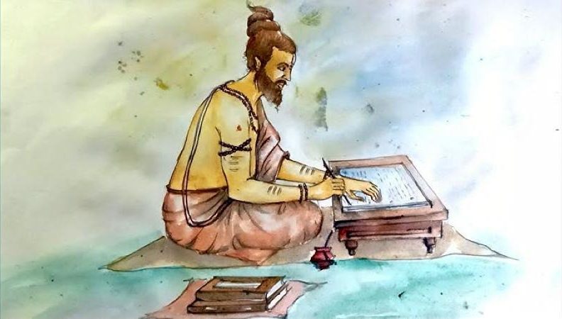 Manu writing his smriti.