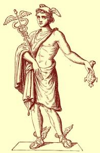 Hermes with caduceus (herald's wand).