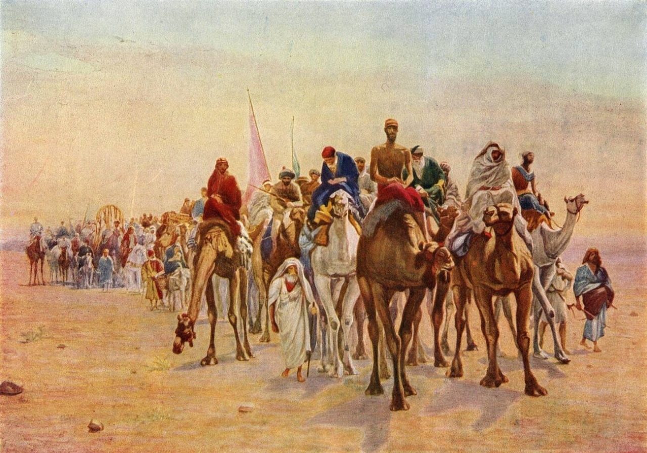 Haj caravans going to Mecca.