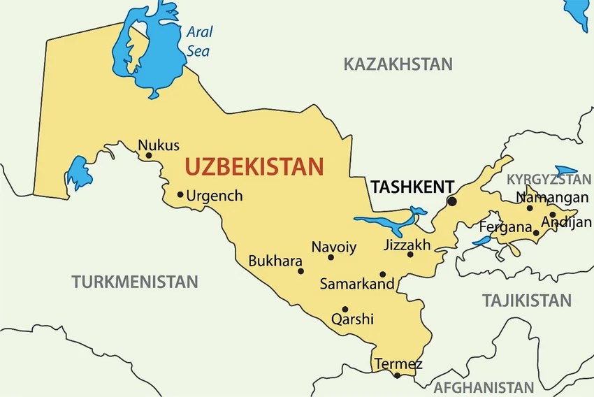 Uzbekistan also called Transoxiana, Turkestan, and Bukhara. Samarkand Map