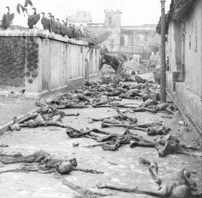 Between 1757 and 1947, British colonials starved to death more than 60 million Indians. Bengal famine of 1770.