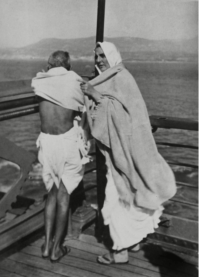Mahatma Gandhi with Madeleine Slade (Mirabehn) aboard the S.S. Rajputana en route to the Second Round Table Conference on Dominion Status for India in London (1931). Gandhi with Madeleine Slade (Mirabehn) aboard the S.S. Rajputana en route to the Second Round Table Conference on Dominion Status for India in London (1931).