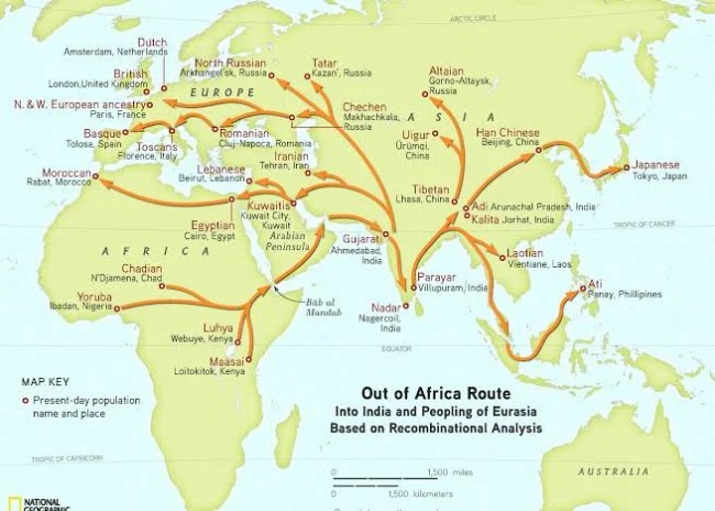 Out of Africa (and Out of India) Map Out of India Map